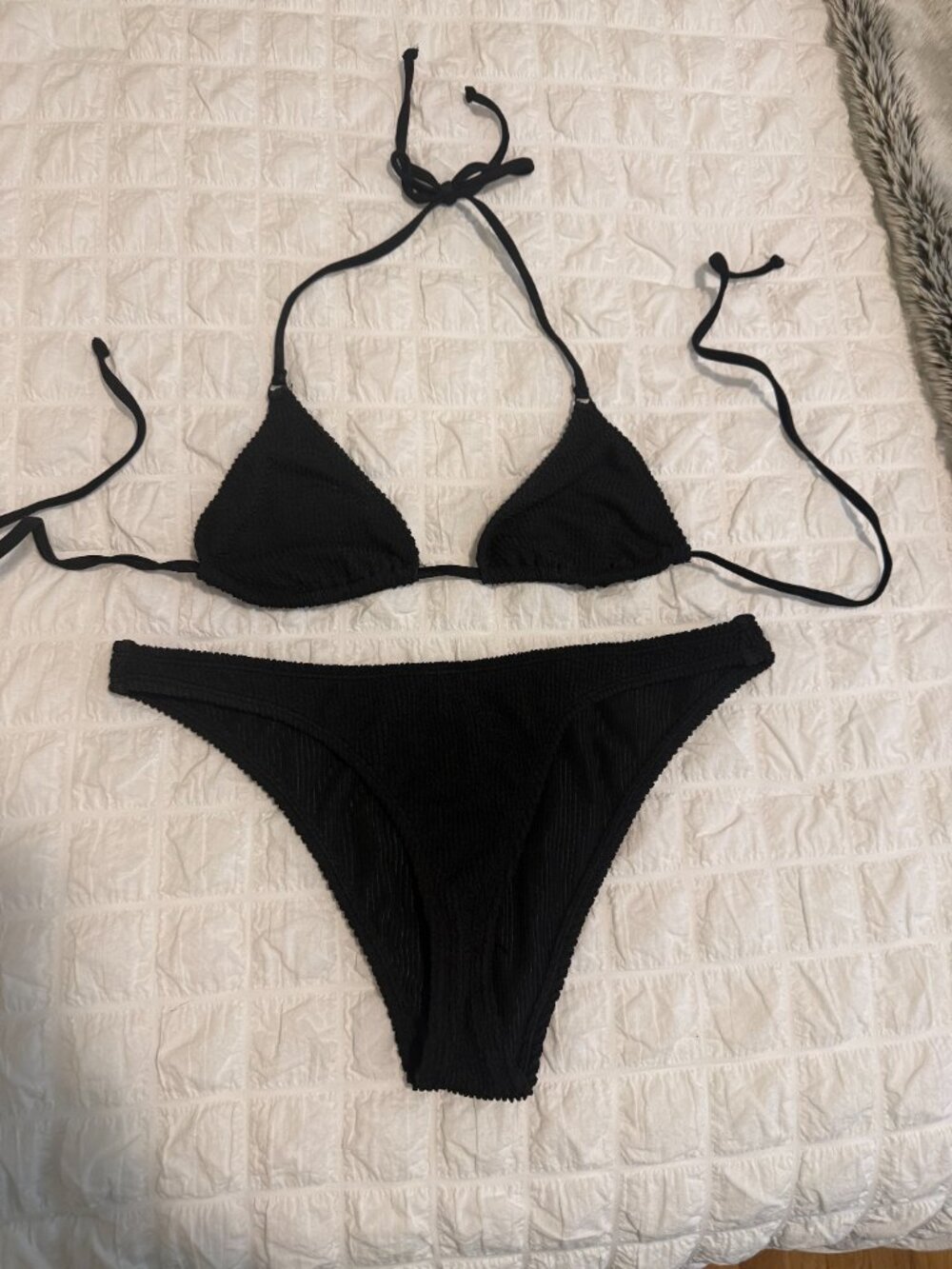 Good American "Always Fits" Smocked Black Bikini